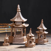 Tea Pet Ornaments Octagonal Pagoda Feng Shui Mini Garden Accessories Ceramic Decorations for Home Decore Black Tea Play